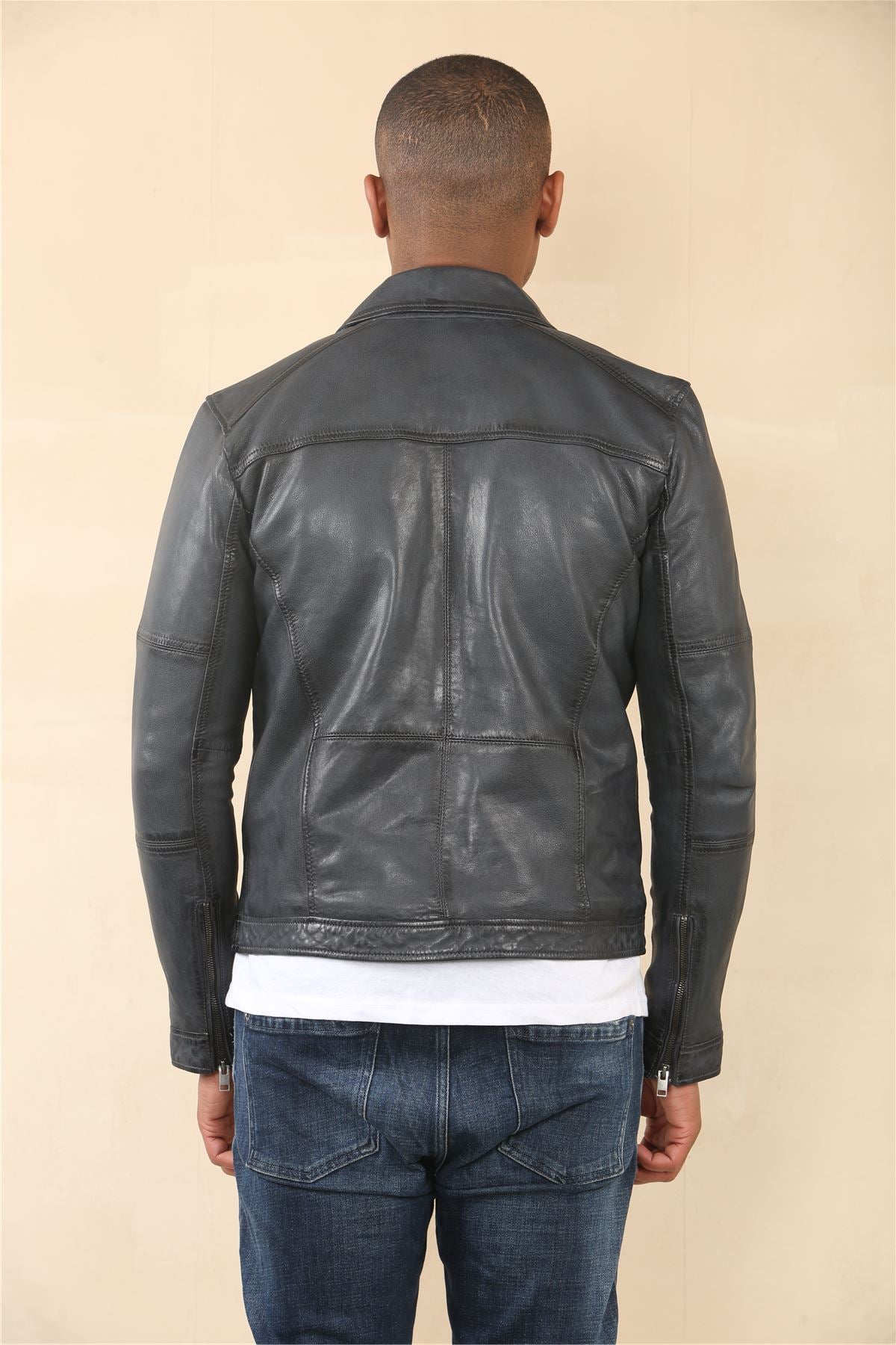 Men's Classic Collar Leather Biker Jacket