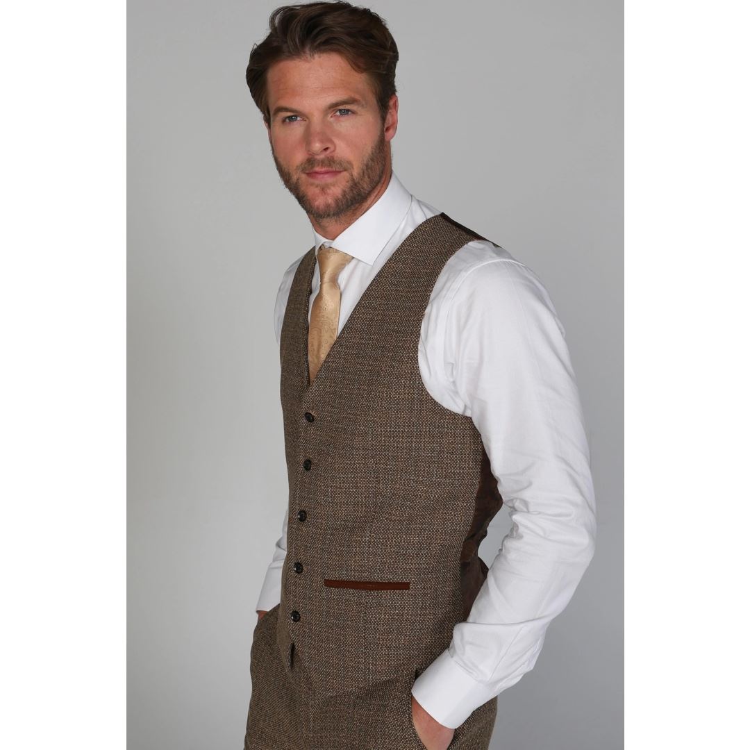 Ralph - Men's Classic Tweed Brown Waistcoat