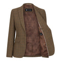 Women's Blazer Brown Tweed Tailored Fit Formal Jacket - Knighthood Store