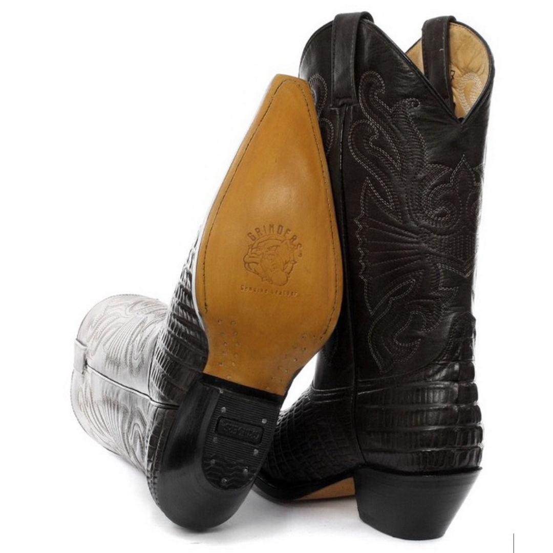 Mens Hi Cowboy Boots Pointed Black Brown Grinders Leather Crocodile Western Cuban - Knighthood Store