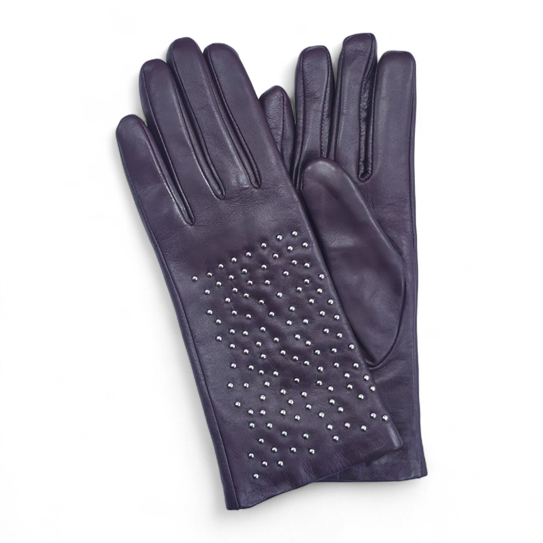 Women’s Leather Studded Wool Lining Fashion Gloves