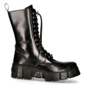 New Rock M-WALL027N-C2 Boots Black Leather Wall Rock Biker Mid-Calf Tower Boots - Knighthood Store