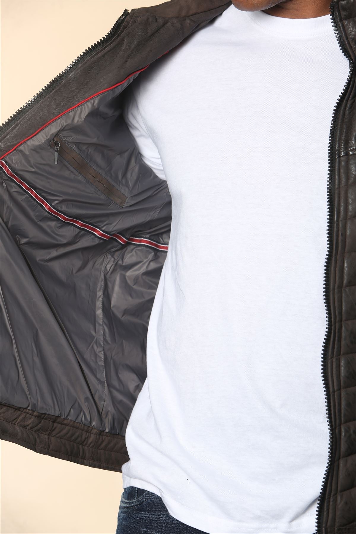 Men's Quilted Puffer Soft Napa Leather Jacket