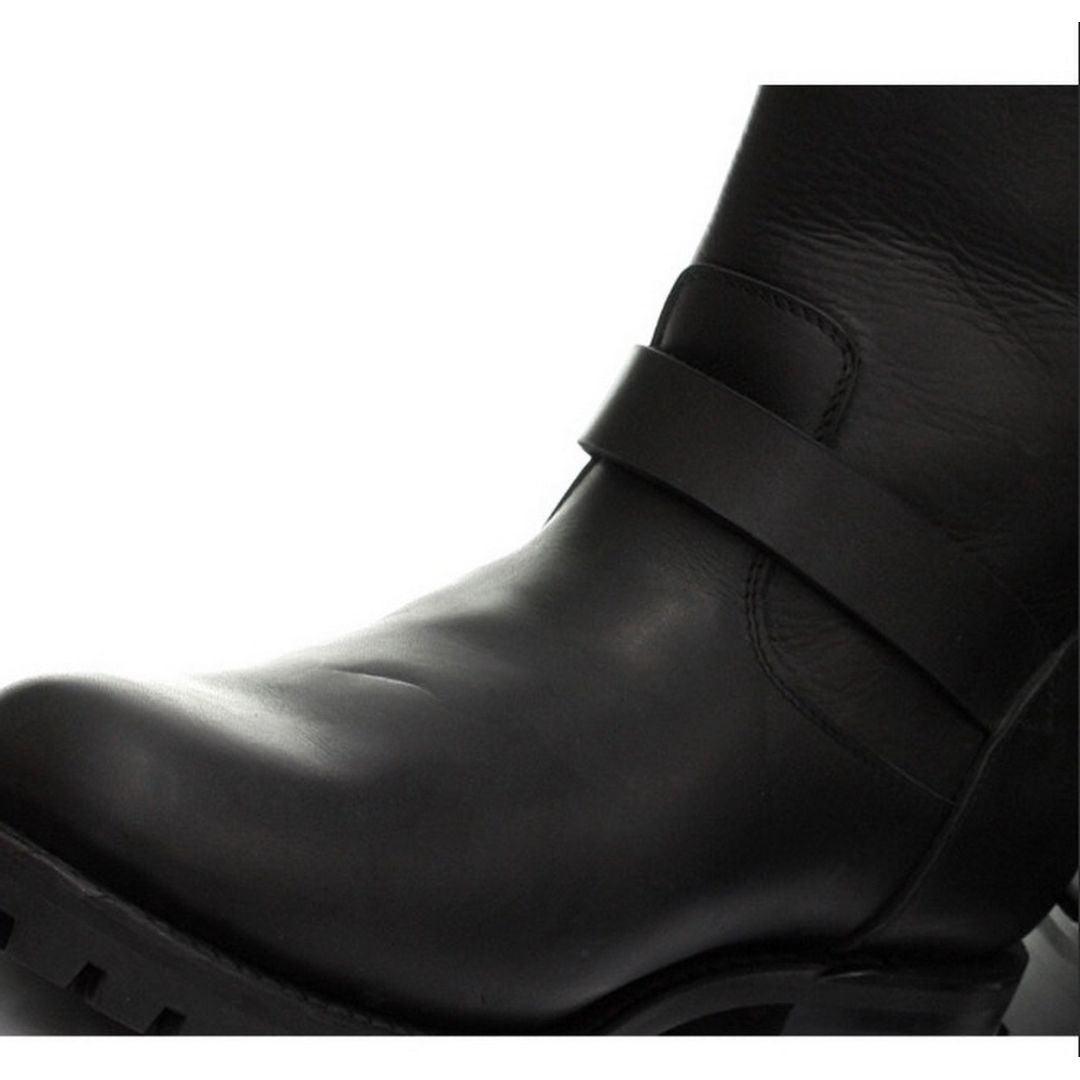 Mens Real Leather Military Hi Boots Black Ginders Wild One Punk Rock Goth - Knighthood Store