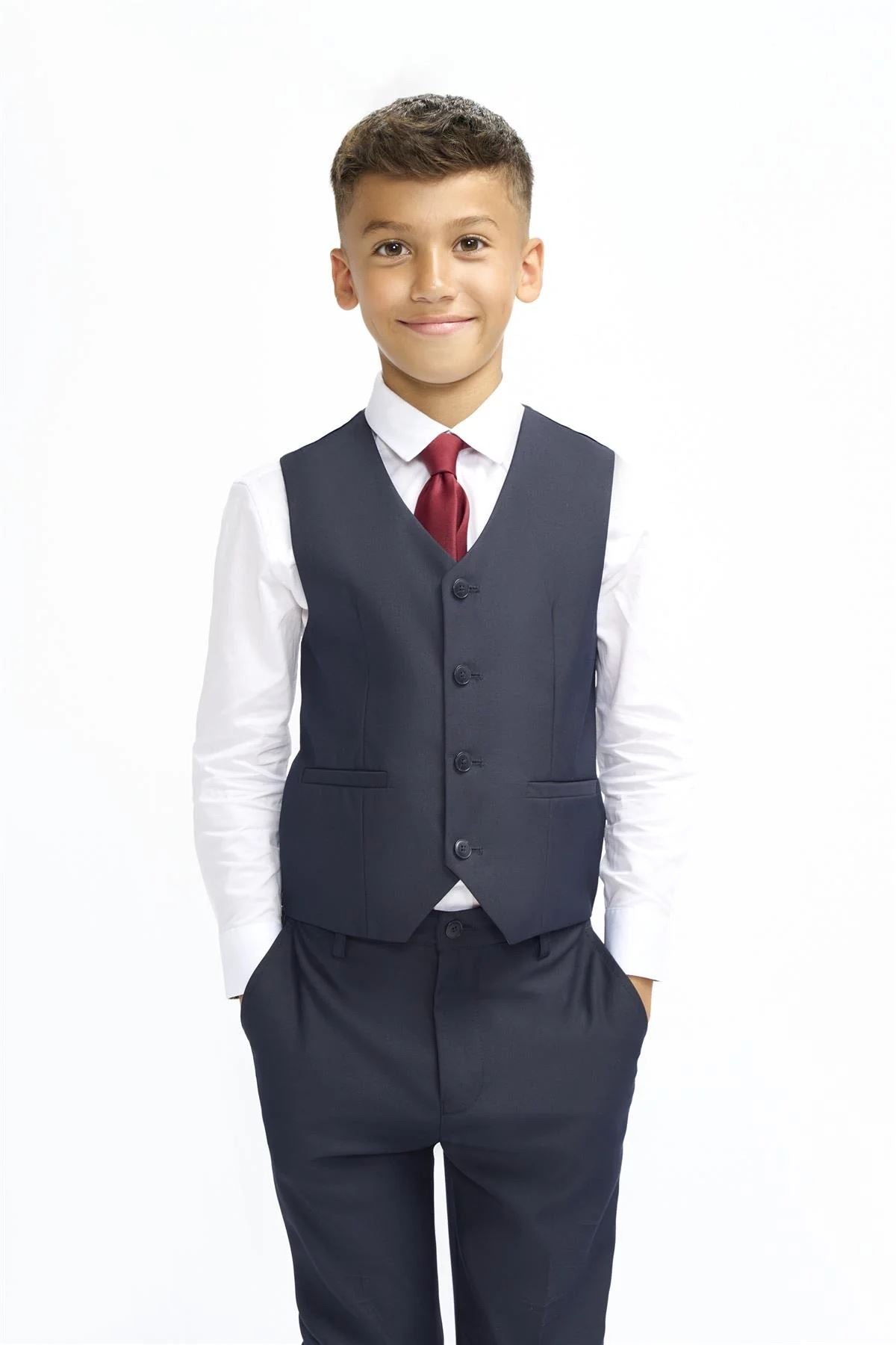 Boys Suit Navy 3 Piece Tailored Fit Classic Formal Outfit
