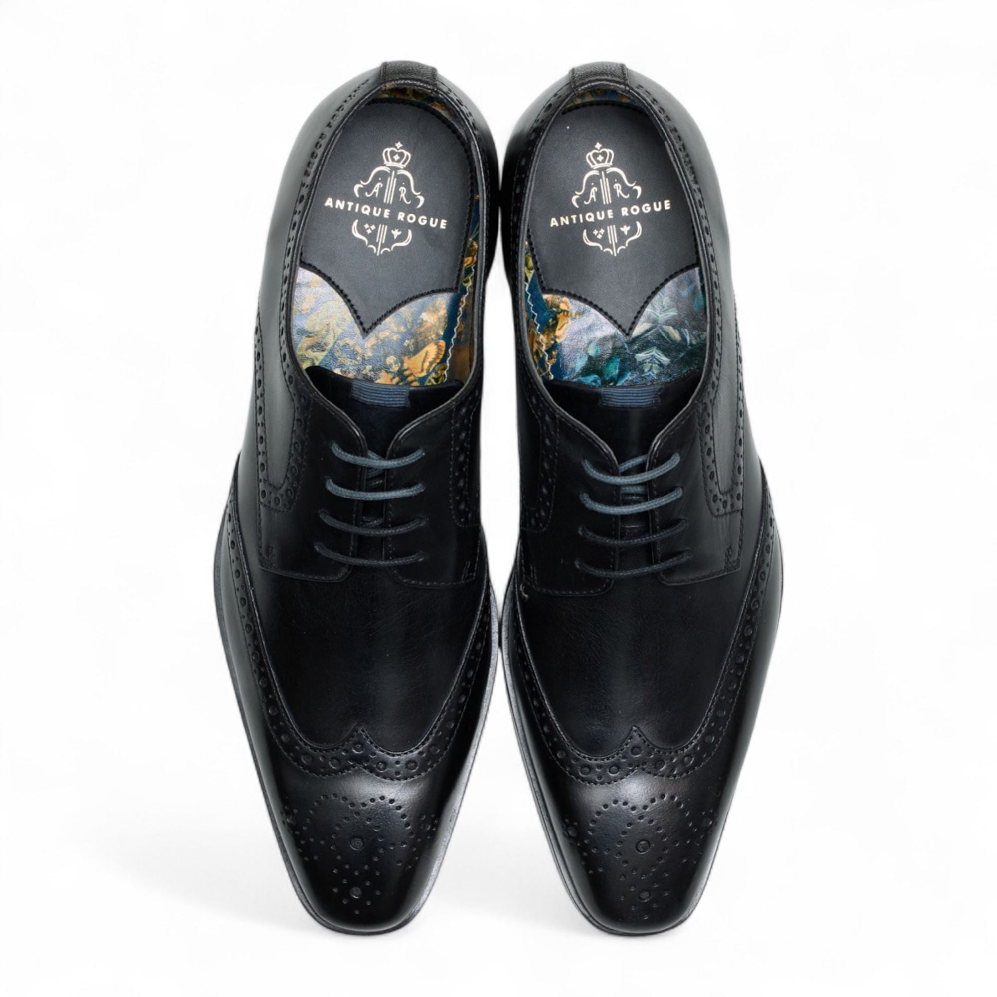Men’s Black Leather Oxford Derby Classic Formal Lace-Up Brogue Shoes