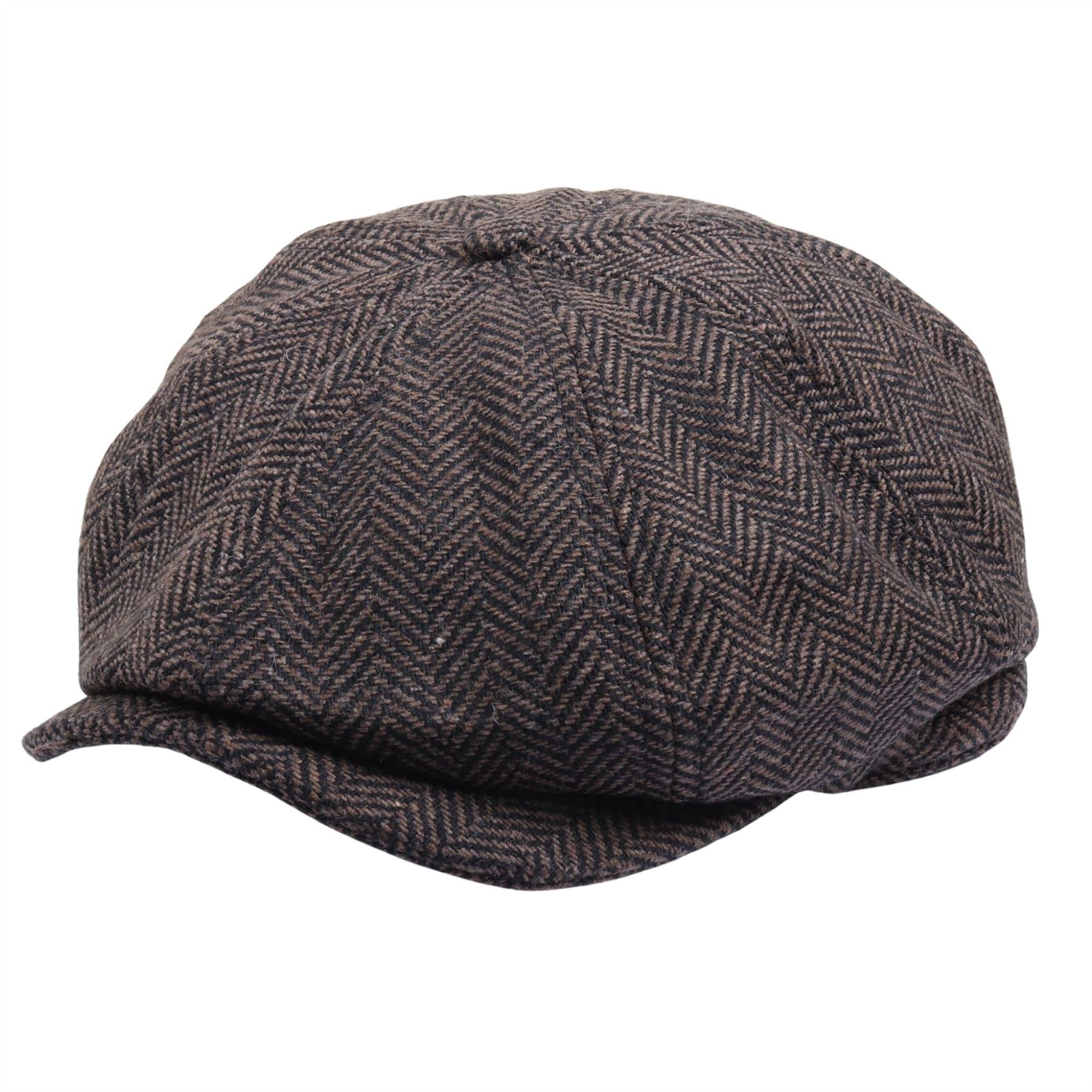 Men's Wool Blend Herringbone Newsboy Flat Cap