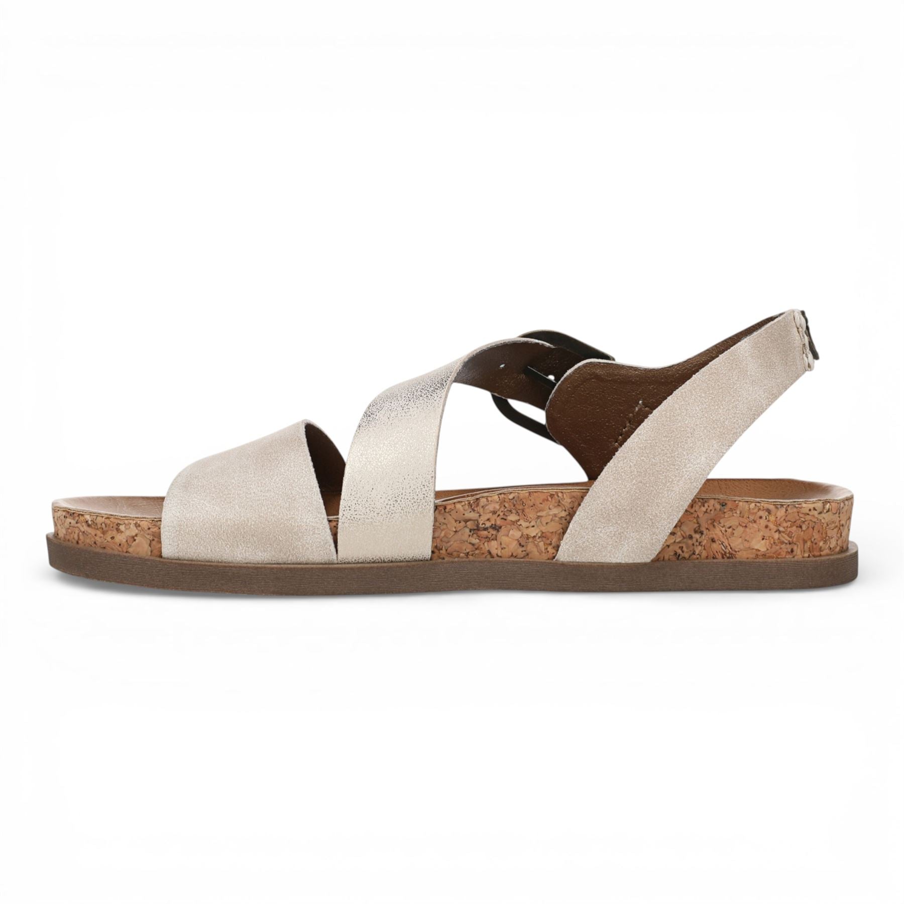 Lance - Women's Cloud Silver Footbed Strappy Flat Sandals