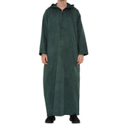 HM12 - Men's Hooded Suede Thobe Emirati Omani Zipped Thobe