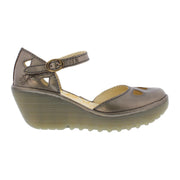YUNA - Women’s Bronze Brown Leather Wedge Sandals