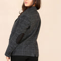 Womens Tweed Check Waistcoat Blazer Suit Grey Classic Vintage Elboy Patch 1920s - Knighthood Store