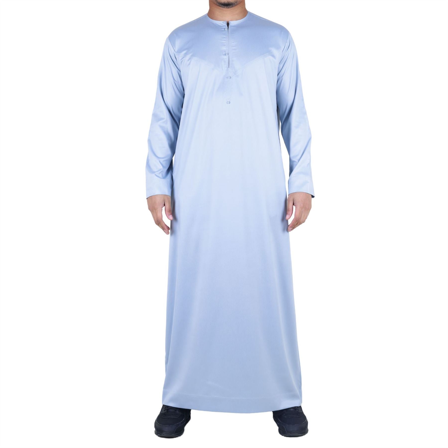 Men's Thobe Jubba Islamic Clothing Muslim Kaftan Emirati Omani Satin Robe