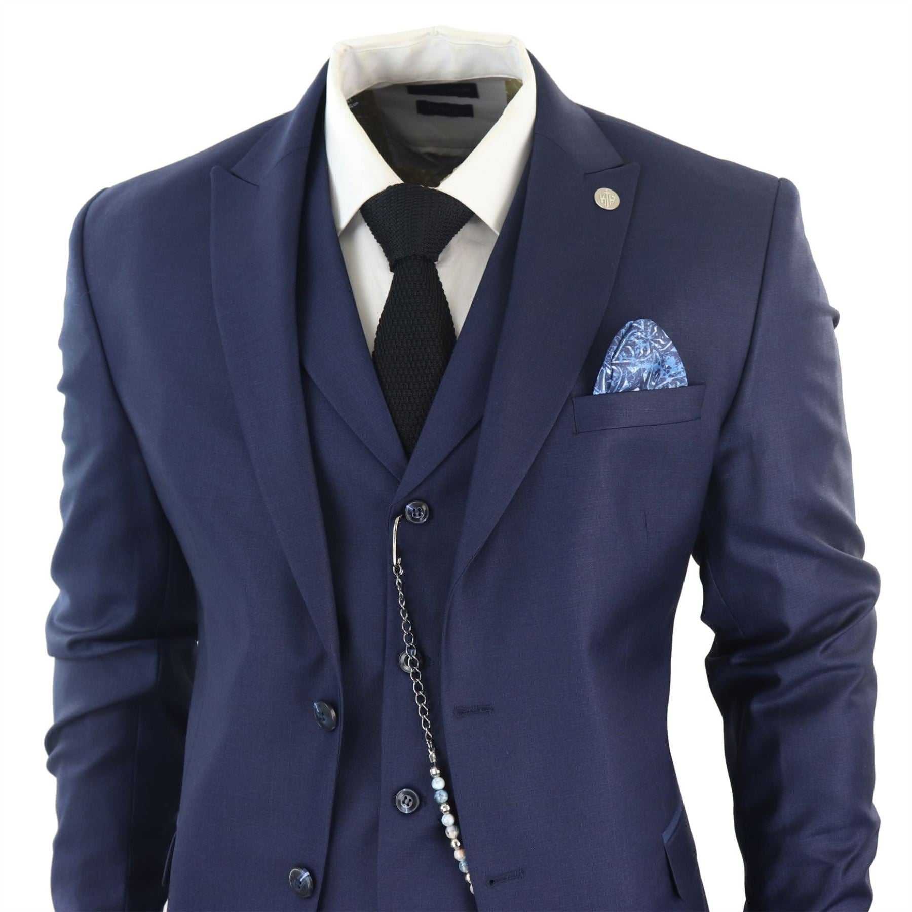 TruClothing James Men 3 Piece Navy Blue Suit