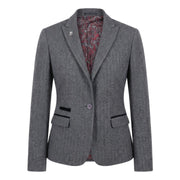 IMW-03 - Women's Grey Tweed Herringbone Blazer Waistcoat