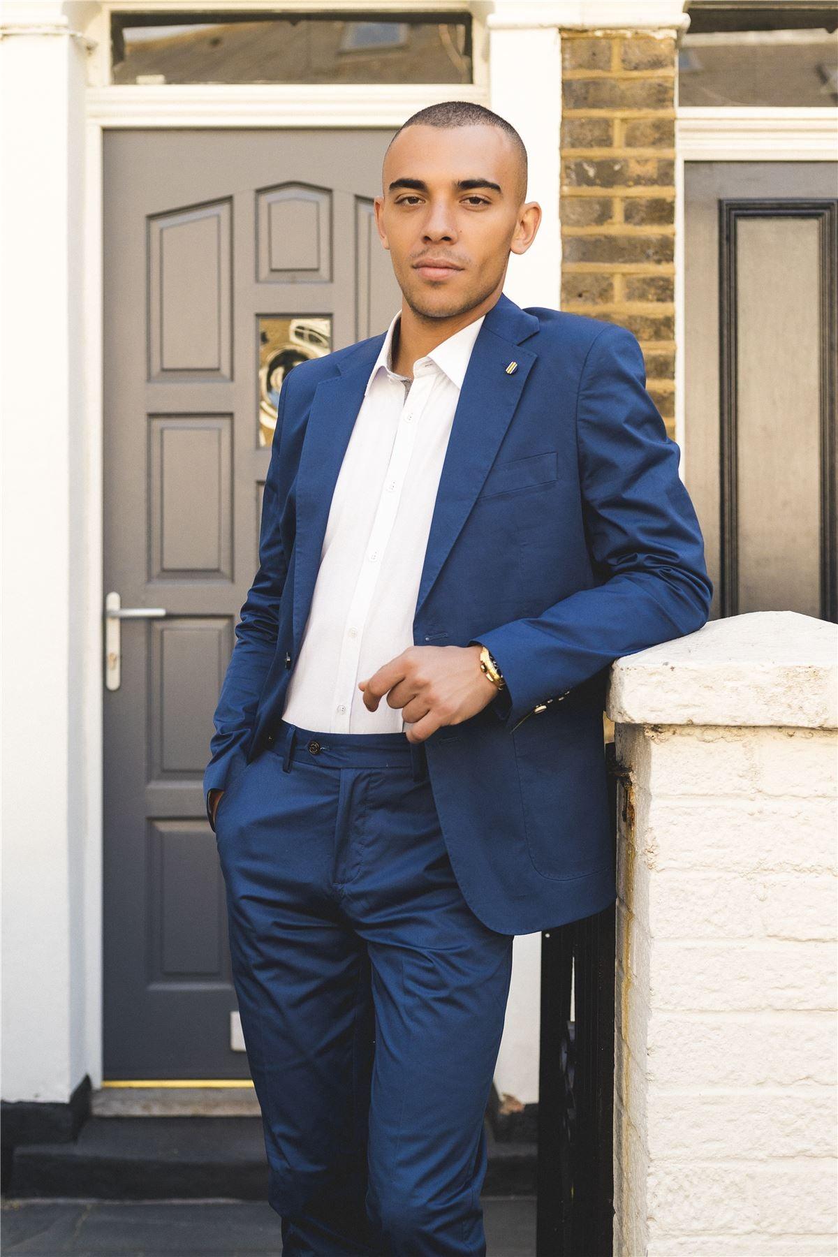 Mens 2 Piece Summer Suit Blue Office Wedding Smart Casual Classic Italian Tailored Fit - Knighthood Store