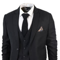 Men's Classic Black Suit 3 Piece Tailored Fit Vintage Office Funeral Security Waiter Wedding - Knighthood Store