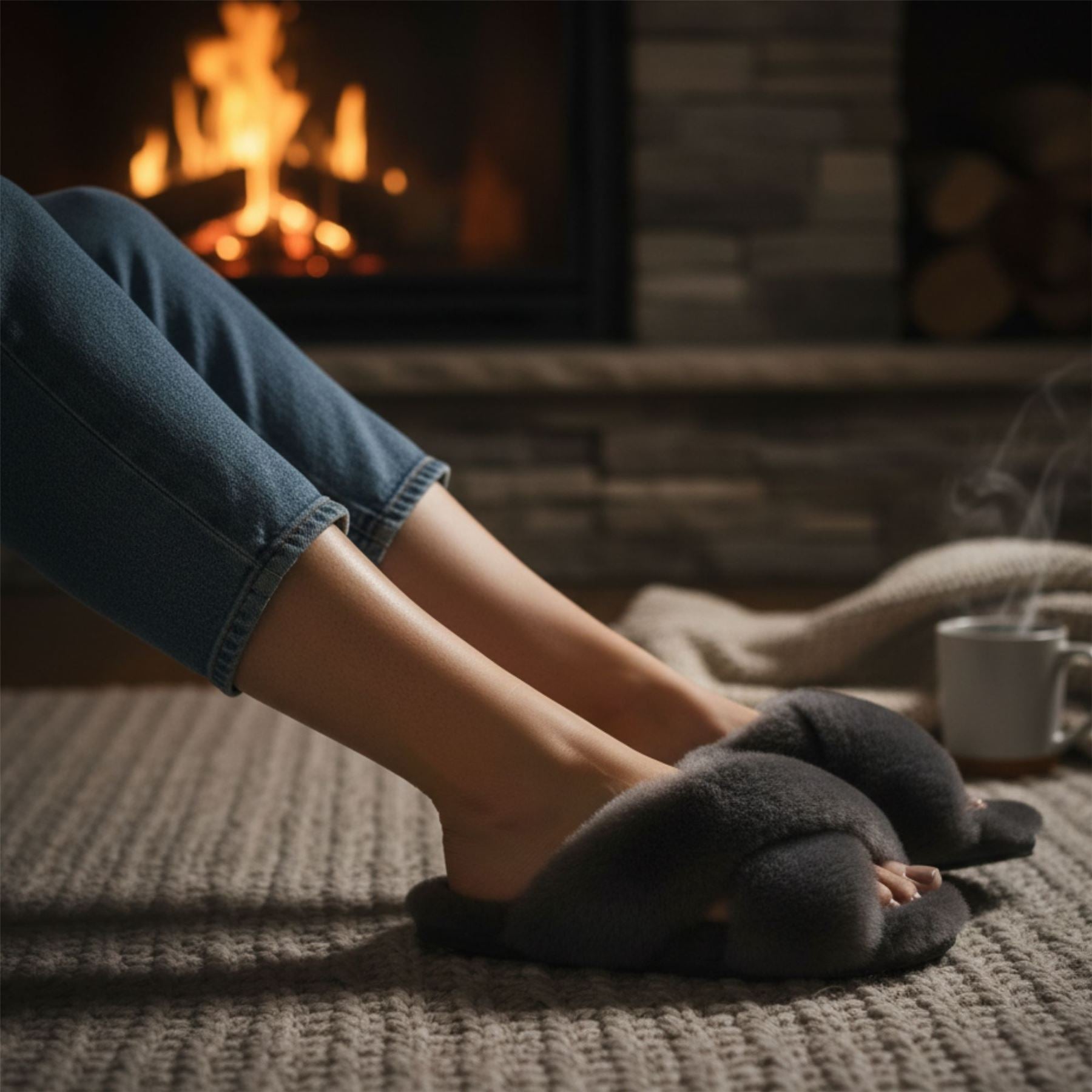 Snowbelle - Women's Genuine Sheepskin Crossover Slippers