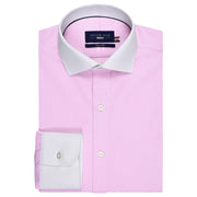 Men's Contrast Collar & Cuffs Check Shirt - Pink