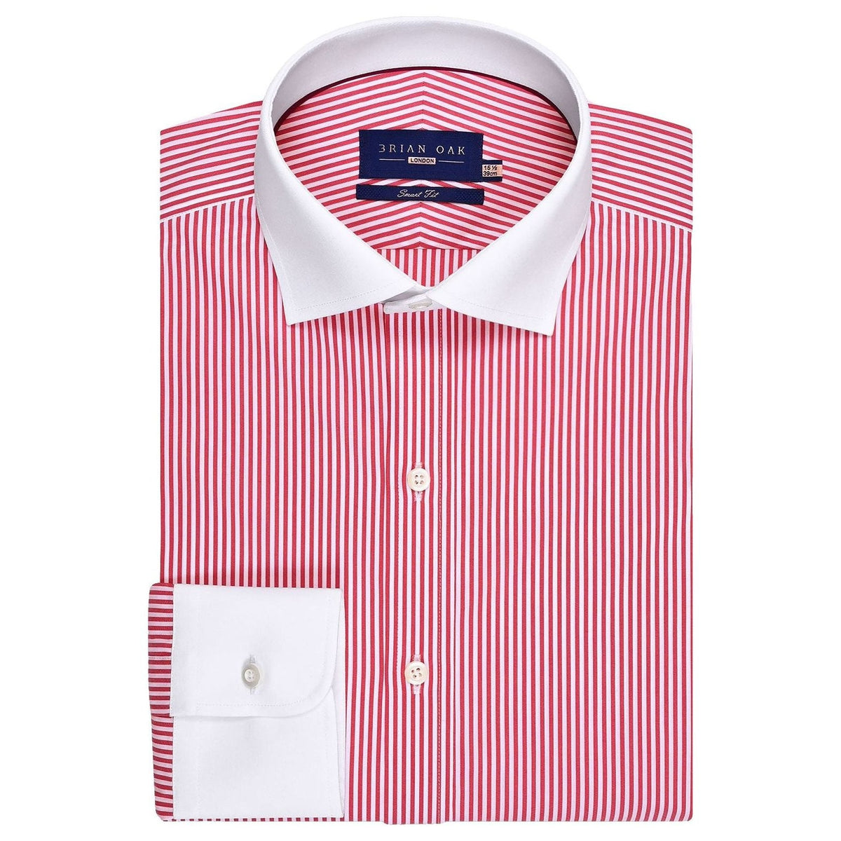 Brian Oak Men's Red Striped Shirt with Contrast Collar | Stylish Cotton Casual Wear