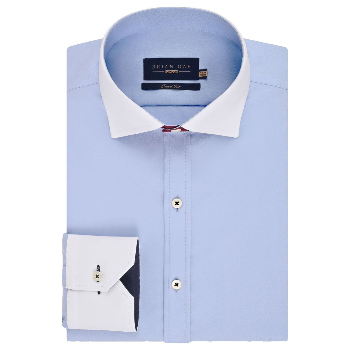 Men's Powder Blue Formal Shirt with White Collar & Cuffs