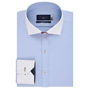Men's Powder Blue Formal Shirt with White Collar & Cuffs