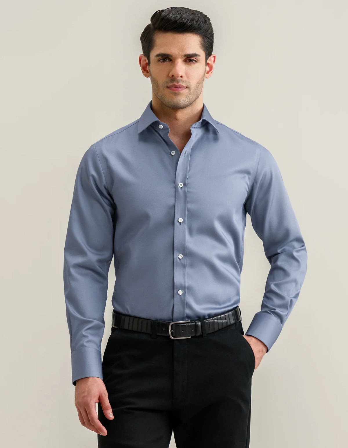 Men's Plain Smart Fit Formal Shirt - Grey