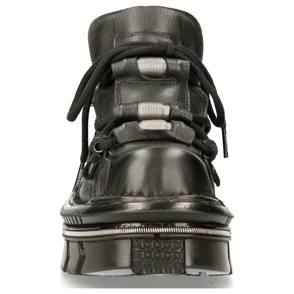 New Rock M-215-S6 Unisex Metallic Black Leather Goth Boots