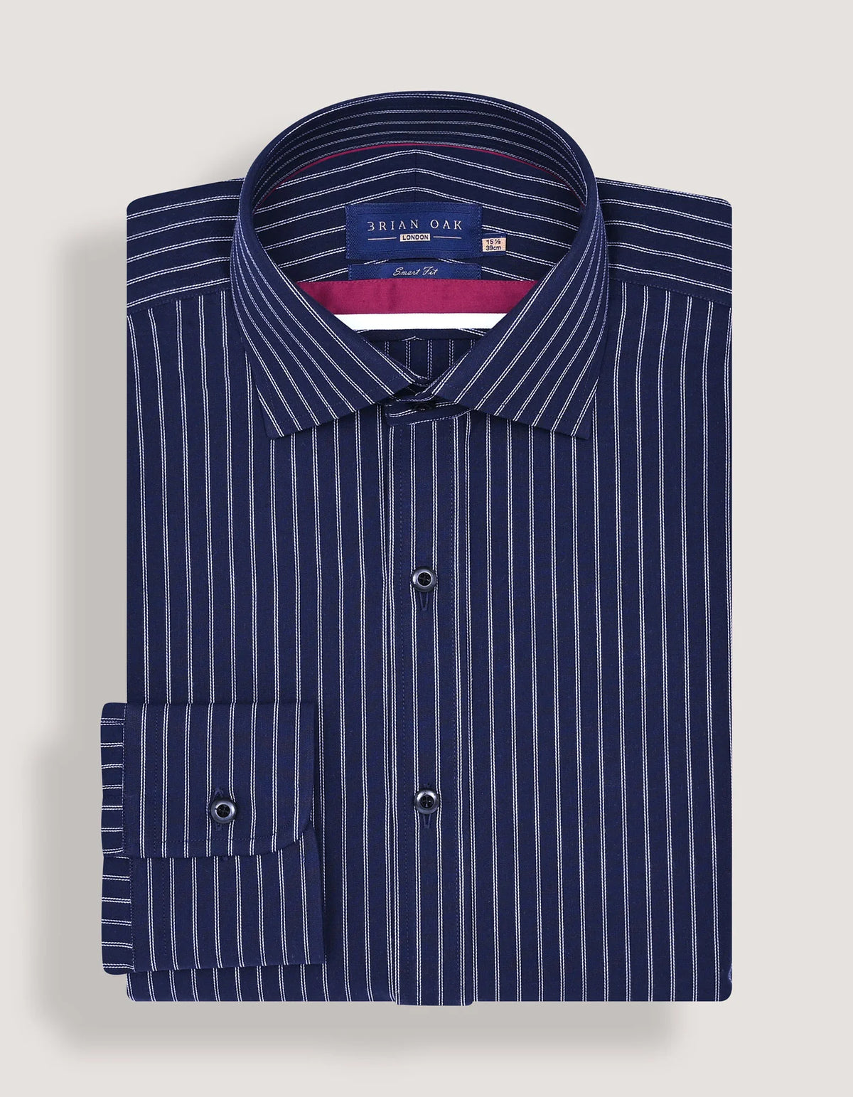 Men's Navy & White Striped Formal Shirt