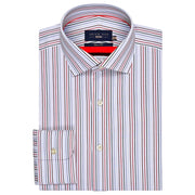 Men's Red Multicolour Stripes Shirt