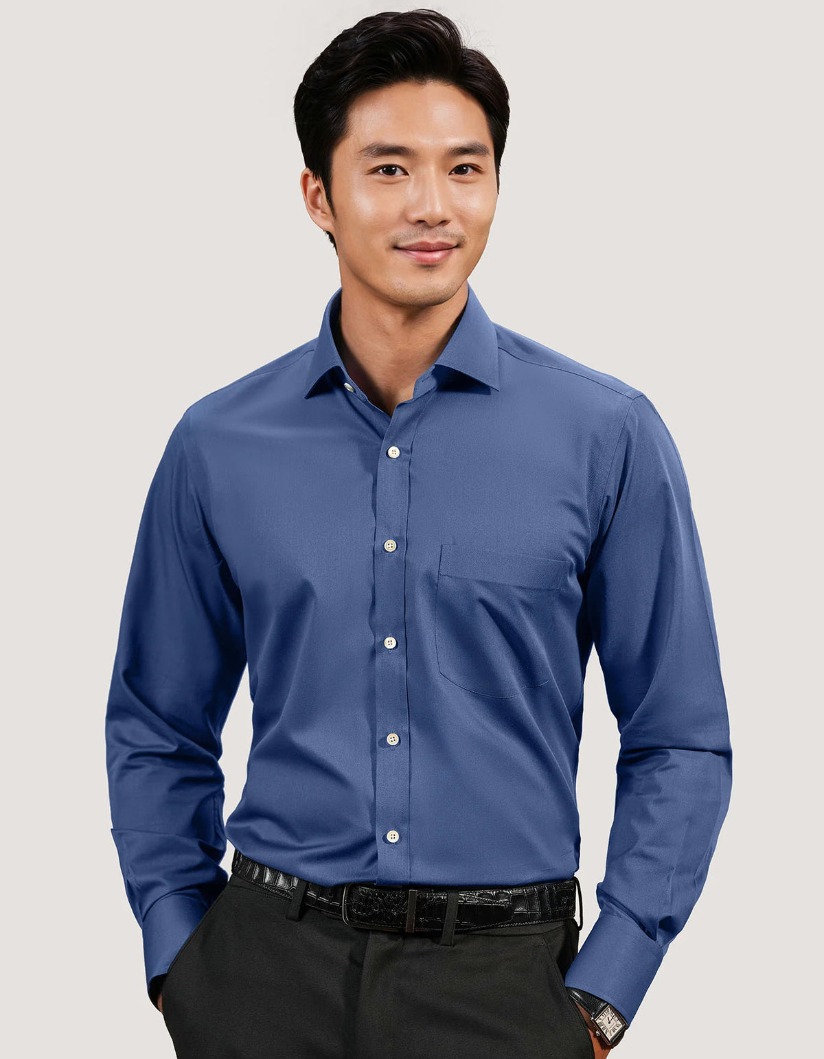 Men's Medium Blue Easy Iron Dress Shirt