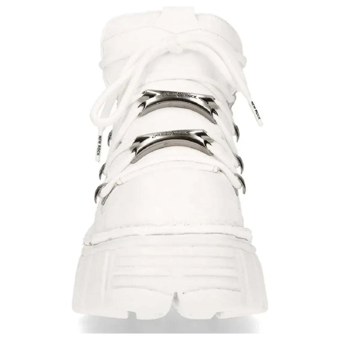 Men's New Rock 106N-S8 Metallic White Leather Biker Gothic Boots