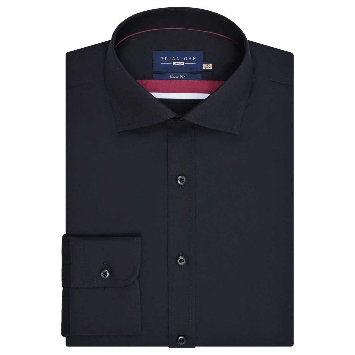 Men's Easy Iron Plain Black Dress Shirt