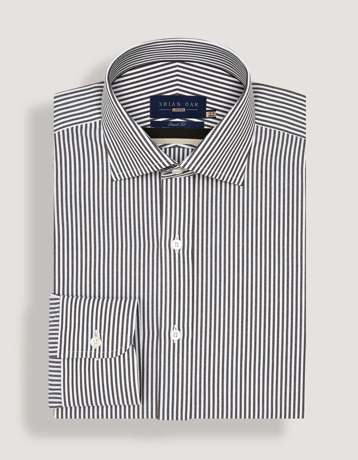 Men's Brown & White Striped Formal Shirt