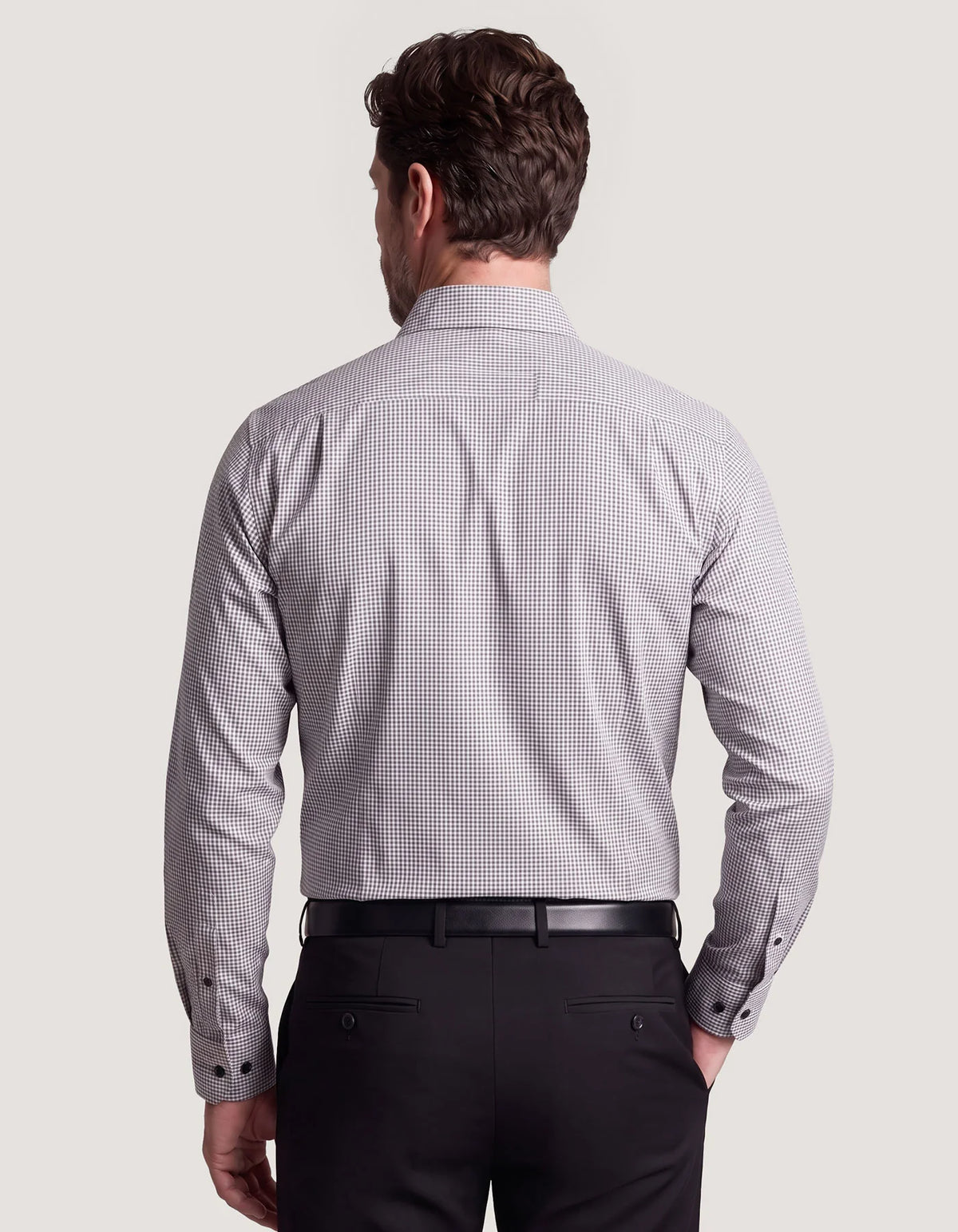 Men's Grey And White Checkered Shirt