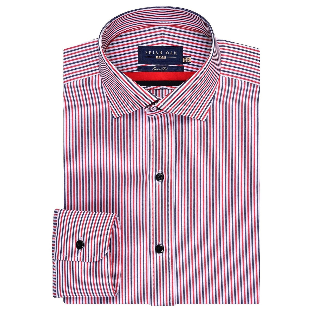 Men's Contrast Red & Blue Striped Formal Shirt