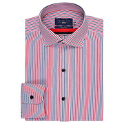 Men's Contrast Red & Blue Striped Formal Shirt