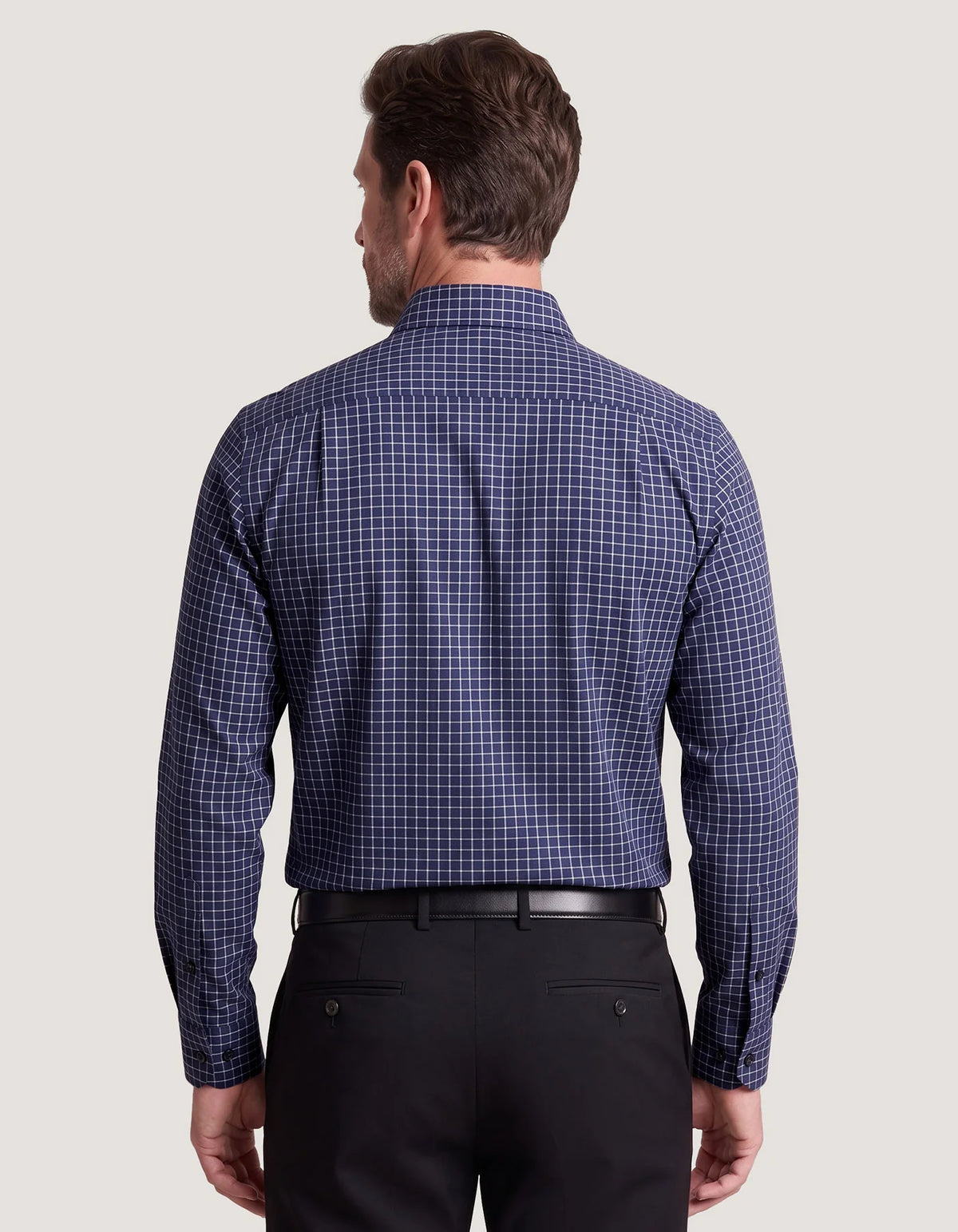 Men's Navy Formal Blend Checkered Shirt