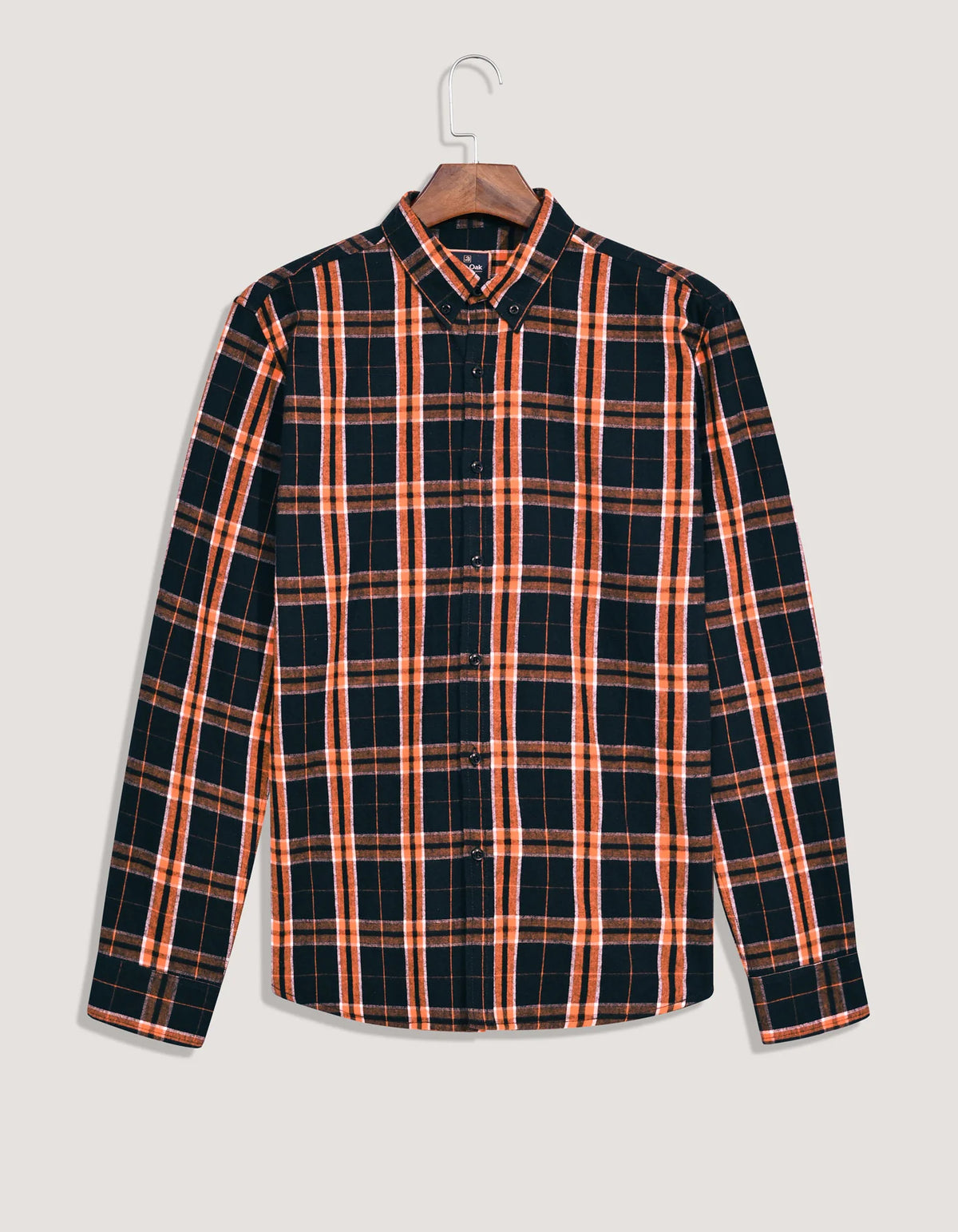Men's Black and Rust Check Flannel Shirt