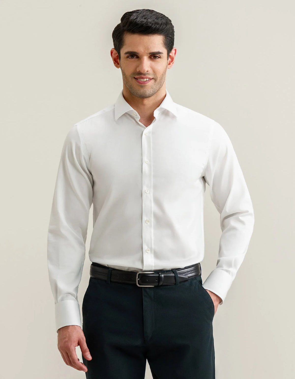 Men's Luxury Off White Twill Shirt