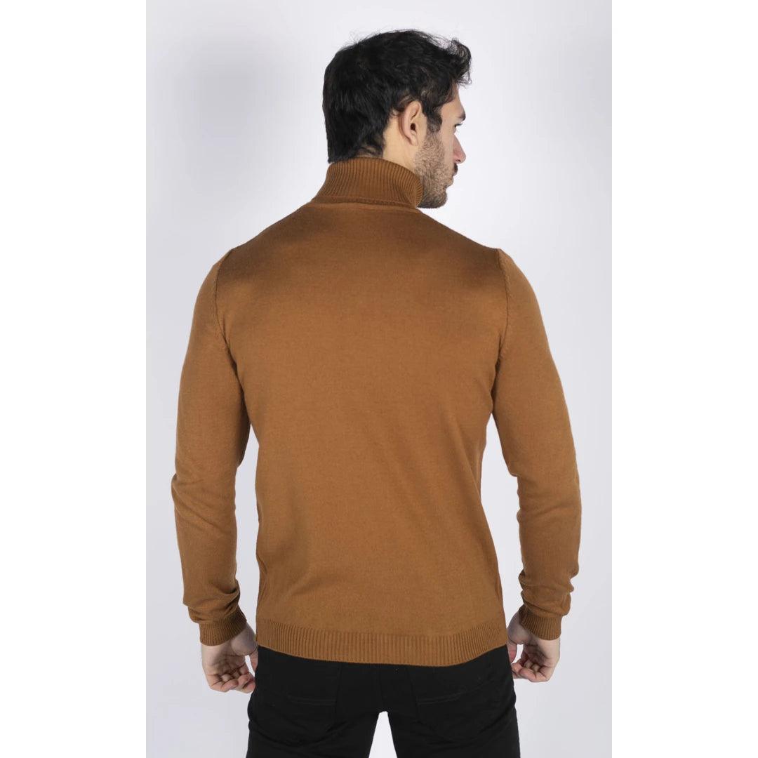 Mens Polar Neck Jumper Roll Neck High Turtle Neck Slim Fit Light Weight - Knighthood Store