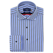 Men's Sky Blue Striped Cotton Dress Shirt
