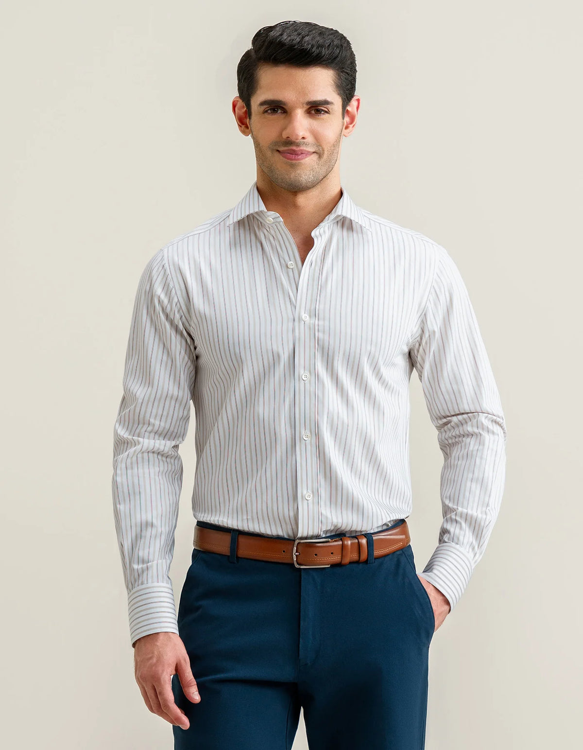 Men's Striped Twill Dress Shirt – Fawn