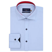 Men's Sky Blue Twill Formal Shirt with Union Jack Contrast Trim