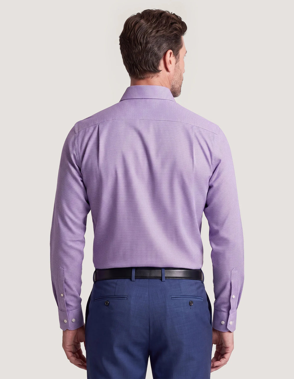Men's Purple And White Checkered Shirt