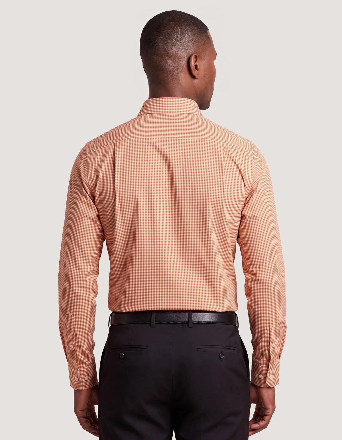 Men's Orange And White Checkered Shirt