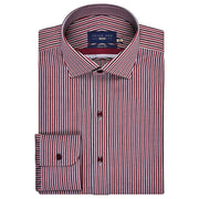 Men's Red & Maroon Striped Shirt