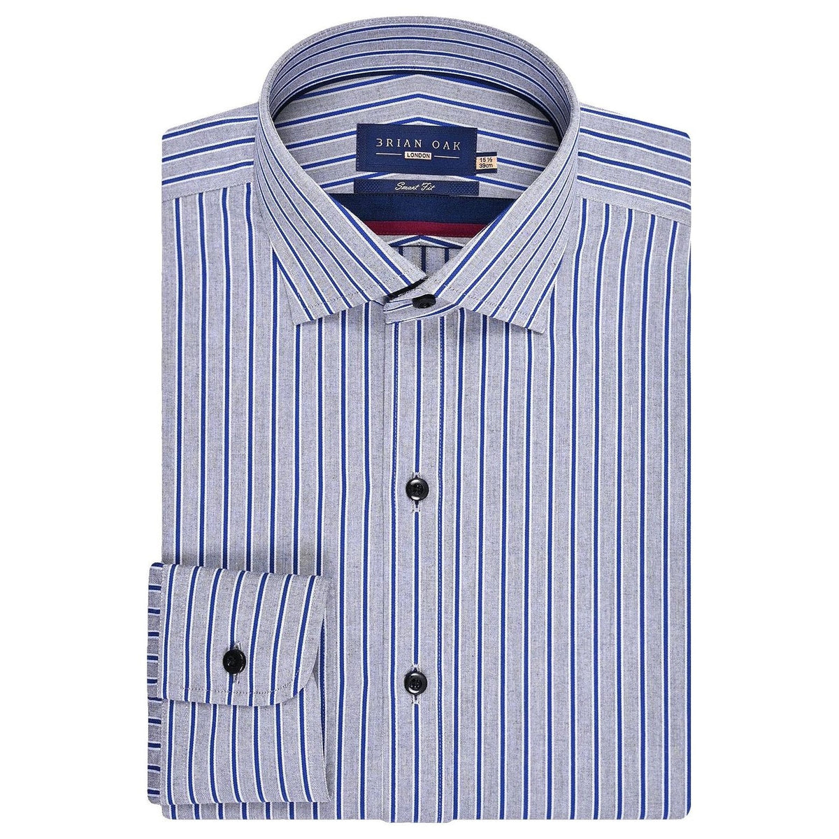 Men's Royal Blue Striped Grey Formal Shirt