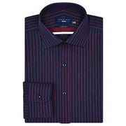 Men's Red Striped Navy Dress Shirt