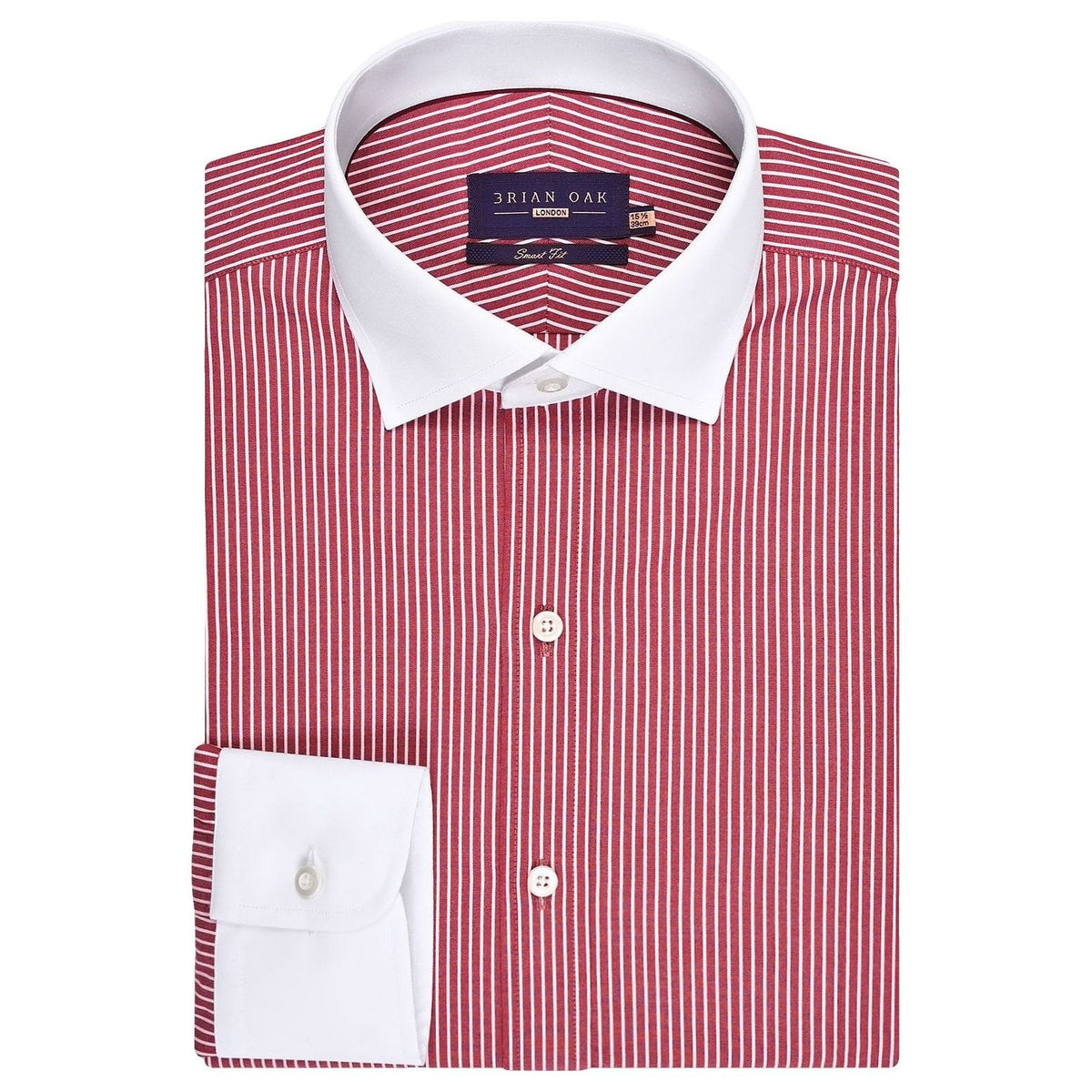 Men's Maroon Stripe Cotton Shirt with Contrast Collar