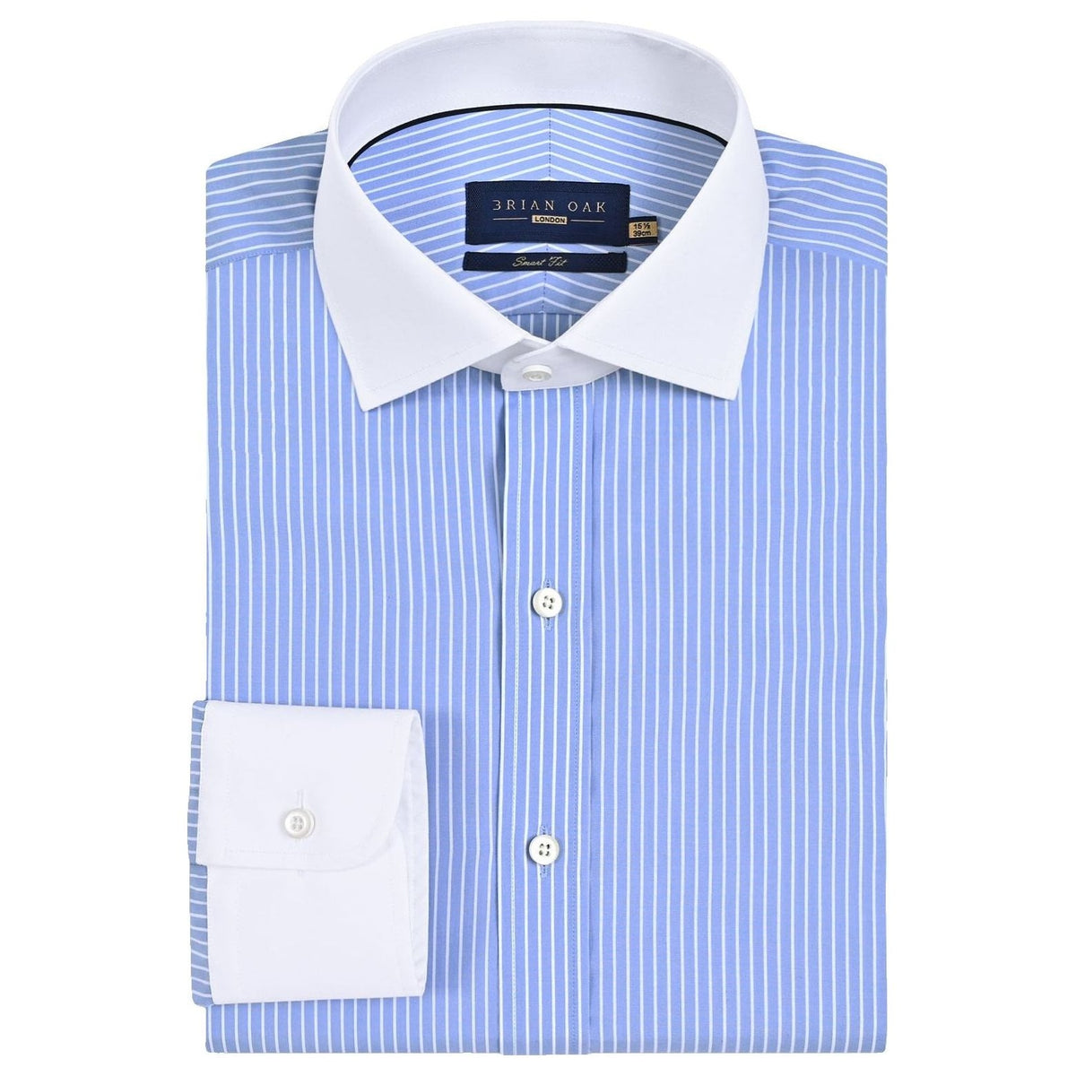 Men's Striped Contrast Collar Sky Formal Shirt